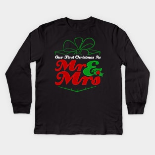 Cute First Christmas As Mr. & Mrs. Newlyweds Kids Long Sleeve T-Shirt